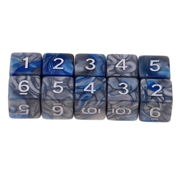 10pcs D6 POLYHEDRAL mm Set Double Colors Six Sided Blue+Gray