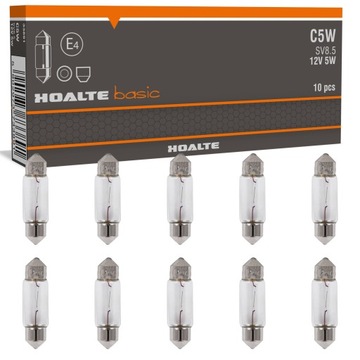 ŻARÓWKI C5W HOALTE 36MM CLEAR SV8.5 5W 12V RURKOWE TABLICY WNĘTRZA 10SZTUK