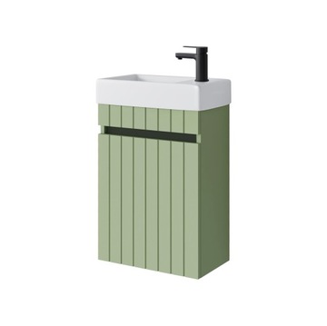 Szafka Łazienkowa z Umywalką 40 cm Wisząca FREZOWANY Front MDF ZIELEŃ