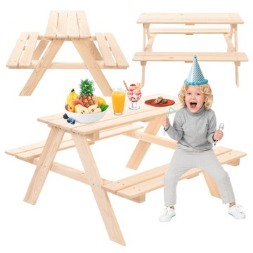 Стол для пикника со скамейками, садовый стол, деревянный стол для детей 1-5 лет.