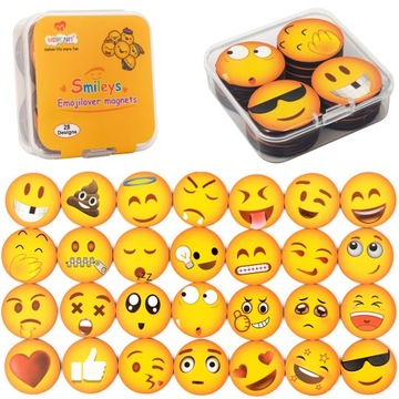 MAGNESY NA LODÓWKĘ EMOTKI BUŹKI MINKI 28 sztuk