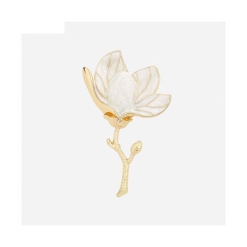 ELEGANCKA OZDOBNA BROSZKA - PERŁOWA BIAŁA MAGNOLIA