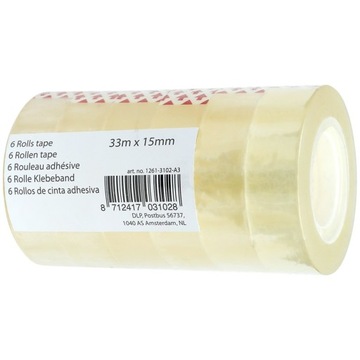 TAŚMA BIUROWA KLEJĄCA PRZEŹROCZYSTA WĄSKA MAŁA 6 ROLEK SZTUK 33m x 15mm