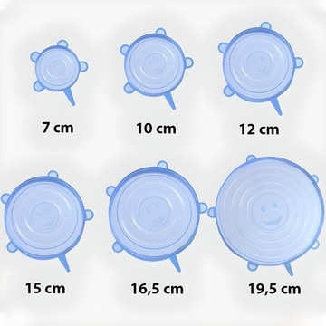 НАКРЫТКИ СИЛИКОНОВЫЕ УНИВЕРСАЛЬНЫЕ ДЛЯ ПИЩЕВЫХ, 6 ШТ.