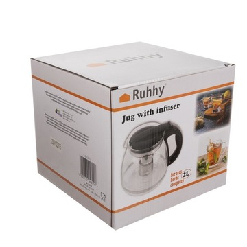 Стеклянный чайник, заварочный узел + вставка с заварочным устройством, большой, 2 л, стекло