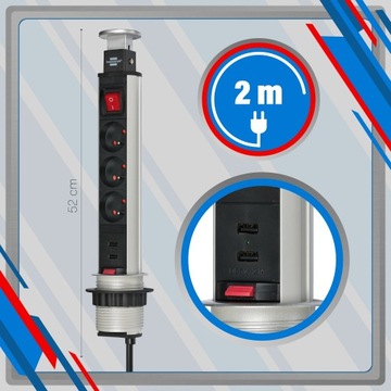 Удлинитель настольной колонки с зарядным устройством USB