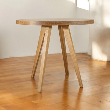 Okrągły STÓŁ z litego drewna drewniany dąb Ø80cm