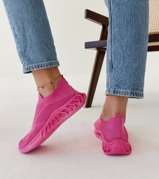 Różowe sneakersy sportowe skarpetka buty damskie 27809 rozmiar 38