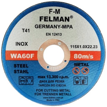 ДИСК СТАЛЬНОЙ МЕТАЛЛ РЕЗКИ 10шт 115х1,0х22,23