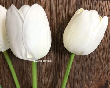 TULIPAN biały gumowany 5 szt. BUKIET białych tulipanów 42cm silikonowe DUŻE