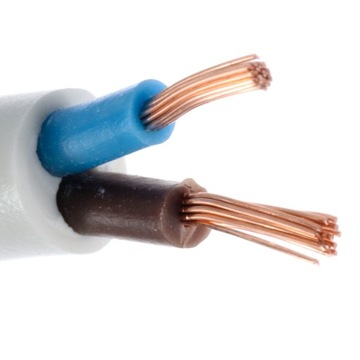 Kabel prądowy instalacyjny OMY 2x1,5 biały - 15m