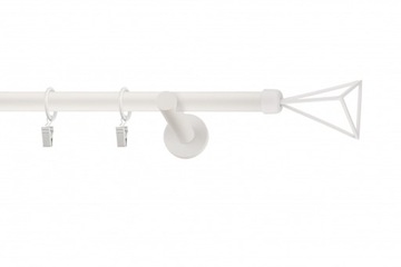 Карниз одинарный металлический, Белый матовый, 140 см, 19 мм, Базовый цилиндр, различные рисунки