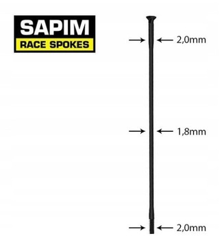 Sapim Race 2,0-1,8-2,0 szprychy straight pull 300mm