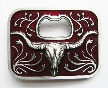 Longhorn western klamra do pasa z otwieraczem czer
