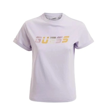 Koszulka GUESS ACTIVE t-shirt damski fioletowy sportowy bawełniany logo M