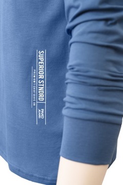 LONGSLEEVE męski koszulka z długim rękawem bawełniana JEFF niebieska XL