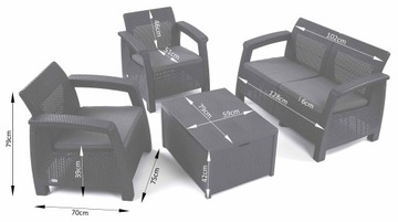 Садовая мебель из техноротанга Corfu BOX Allibert