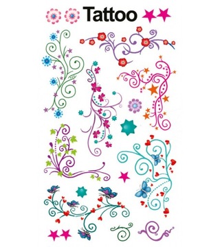 KWIATY motyle ROŚLINY - TATUAŻE WODOODPORNE