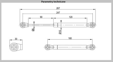 Газлифт мебельный актуатор 80Н Белый