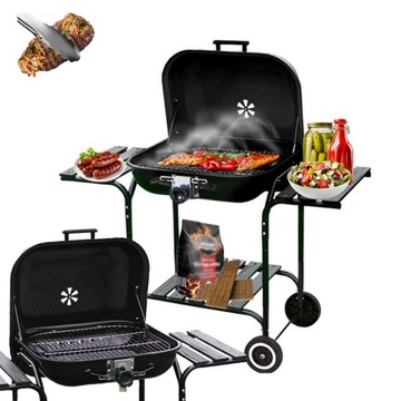 GRILL OGRODOWY WĘGLOWY Z POKRYWĄ VL02 CZARNY