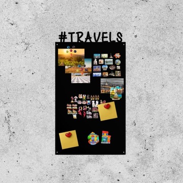 МАГНИТНАЯ ДОСКА ДЛЯ ПУТЕШЕСТВЕННЫХ МАГНИТОВ МЕТАЛЛ Чёрная LOFT 87х50см БОЛЬШАЯ