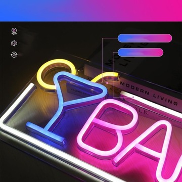 BAR NEON LED ŚWIECĄCY NAPIS SZYLD REKLAMOWY GOTOWY NA DRZWI REKLAMA LOKALU