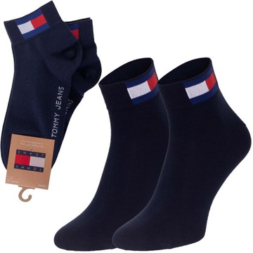 TOMMY HILFIGER SKARPETY SKARPETKI STOPKI 2P GRANATOWE r.39-42