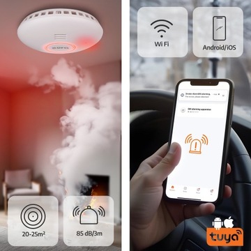 Датчик дыма и температуры WiFi батарея детектор пожара приложение