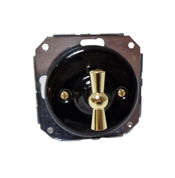 Włącznik pojedynczy ANTICA GOLD retro CZARNY loft