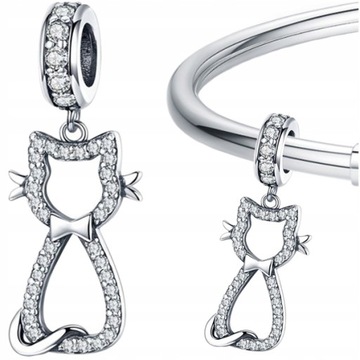 CHARMS KOT KOTEK srebro 925 zawieszka koralik srebrny charms 925 charmsy