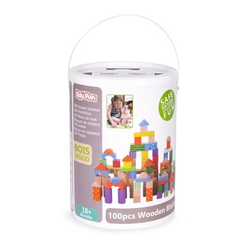 ДЕРЕВЯННЫЕ БЛОКИ 100 ШТ. ЦВЕТНЫЕ СОРТИРОВКИ ВЕДРО ECOTOYS