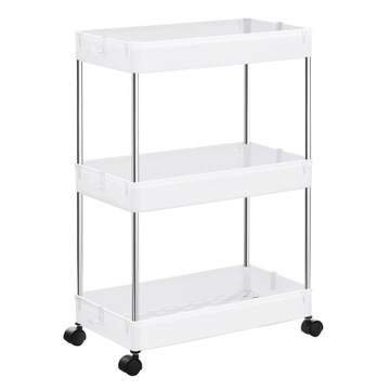 Szafka na kółkach 3 półki biała 60cm POJEMNA kuchenna łazienkowa mobilna