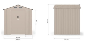 ДОМ САДОВОГО ИНСТРУМЕНТА БЕЖЕВЫЙ, ОЦИНКОВАННАЯ СТАЛЬ, ВЕНТИЛЯЦИЯ 191x185x157см