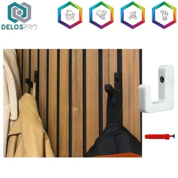 DELOSPRO НАБОР ОДИНАРНЫХ КРЮЧКОВ ДЛЯ ОДЕЖДЫ СВЕТИЛЬНИКИ LOFT БЕЛЫЕ