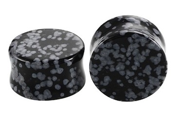 Tunel plug kamień Czarny Szary Obsydian 10mm