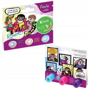 ŚMIESZNE PIECZĄTKI STEMPELKI STEMPLE DO NAUKI EMOCJE TYTUS 3 SZT KREATYWNE