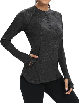 Damska bluza sportowa Soneven, oddychająca, czarna, XL