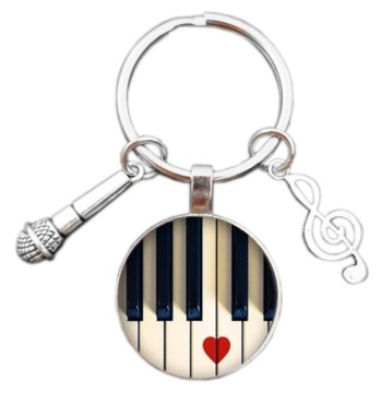 BRELOK METALOWY MUZYK PIANINO FORTEPIAN MIKROFON