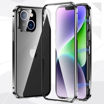 MAGNETYCZNE Etui do iPhone 15 DUAL SZKŁO PRYWATYZUJĄCE CHRONIĄCE PRYWATNOŚĆ