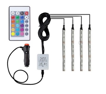 OŚWIETLENIE WNĘTRZA KABINY 4x9 LED RGB PILOT ALU