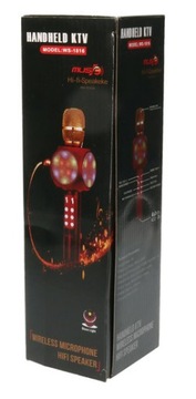 MIKROFON BEZPRZEWODOWY KARAOKE WS-1816 BLUETOOTH CZERWONY