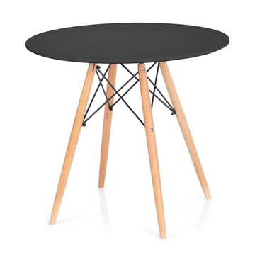 Okrągły stół jadalniany Czarny Skandynawski 80 cm