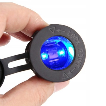 Gniazdo zapalniczki 12 V z niebieską diodą LED do
