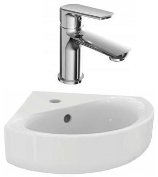 WŁOSKA umywalka ścienna 48x44 NAROŻNA + bateria