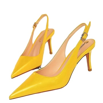 Czółenka kobiet cm . wysokie obcasy żółte sandały
