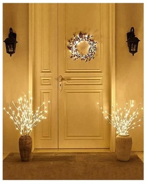 Gałązka z oświetleniem LED biała kwiatki 45 cm