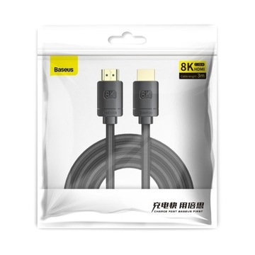 КАБЕЛЬ BASEUS HDMI 2.1 8K 60 Гц 4K 144 Гц UHD HDR 48 ГБ/с 3 м ОПЛЕТКА