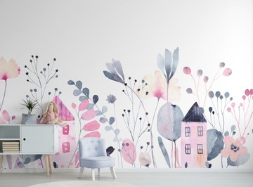 Фотообои на заказ, БАБОЧКА, САМОЛЕТ, другая акварель.