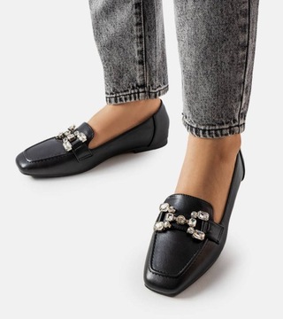 Черные лоферы с цирконами Marechal 38