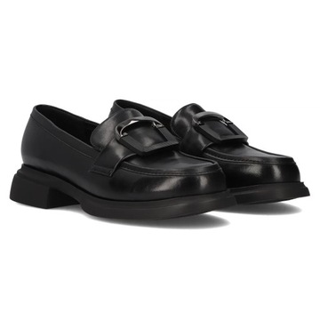 Skórzane półbuty Czarne wsuwane Mokasyny lordsy loafersy Filippo DP6175/24